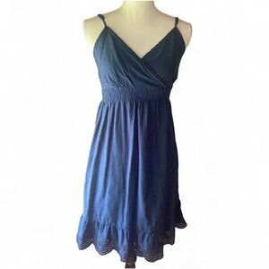 Converse One Star Navy Blue ruffle eyelet cotton sundress mini dress M Y2K boho